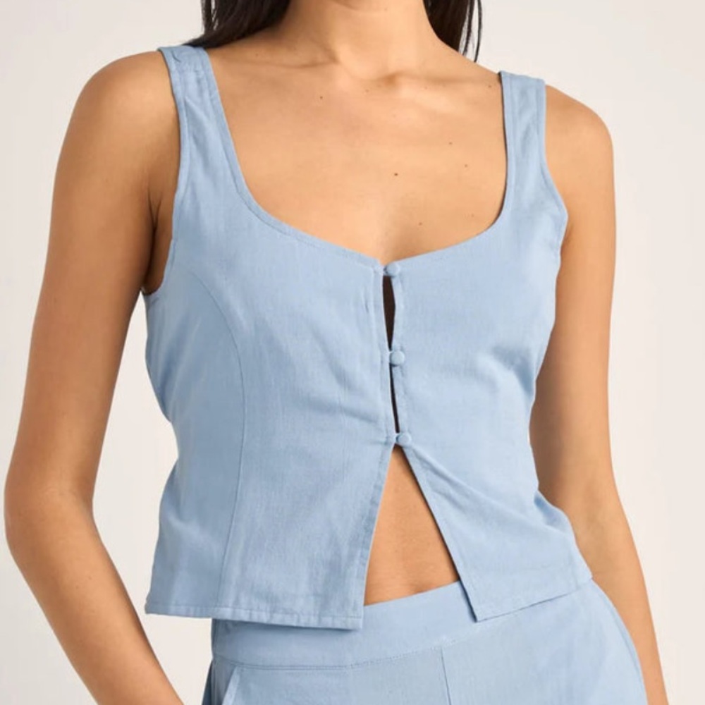 rhythm maya vest top in cornflower blue